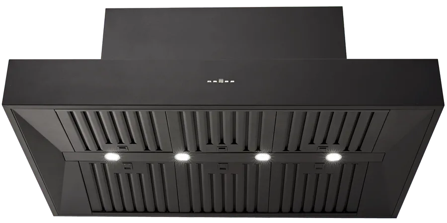 Schweigen Non-Silent Black BBQ Canopy Twin Built-in Motors CL7372B · 120cm · 2,500 m³/h